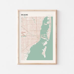 Affiche de carte de Miami, affiche de Miami, impression de Miami, art mural Miami, plan des rues de Miami, impression de carte de Miami, Miami, Floride
