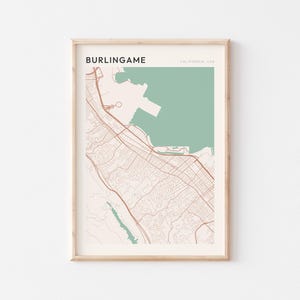 Burlingame Map Poster, Burlingame Print, Burlingame Poster, Burlingame Wall Art, California, Travel Gift, Minimalist Art