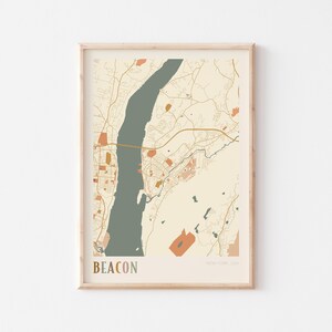 Póster de mapa de Beacon, impresión de Beacon, póster de Beacon, arte de pared de Beacon, Nueva York, regalo de viaje, arte de pared bohemio