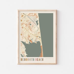 Affiche de carte de plage de Rehoboth, impression de plage de Rehoboth, affiche de plage de Rehoboth, art mural de plage de Rehoboth, Delaware, cadeau de voyage, impression bohème