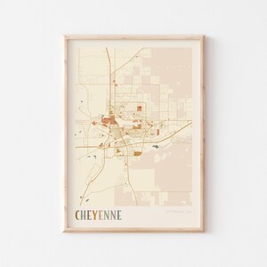 Affiche de carte de Cheyenne, impression de Cheyenne, affiche de Cheyenne, art mural Cheyenne, Wyoming, cadeau de voyage, art mural bohème