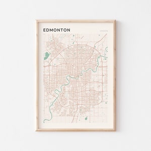 Affiche de carte d'Edmonton, art mural d'Edmonton, affiche d'Edmonton, art mural d'Edmonton, impression de carte d'Edmonton, Edmonton Canada, carte de l'Alberta