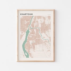 Affiche de carte de Khartoum, impression de Khartoum, affiche de Khartoum, art mural de Khartoum, Afrique du Soudan, cadeau de voyage, art minimaliste