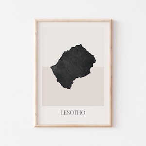 Lesotho Map Poster, Lesotho Print, Lesotho Map Print Minimalist Boho Wall Art, Lesotho Art Print Decor For Home or Gift