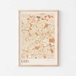 Leeds Karte Poster, Leeds Poster, Leeds Wandkunst, Leeds Druck, Leeds Karte Druck, Leeds Travel, Vereinigtes Königreich, Boho Wandkunst
