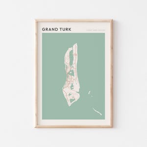 Affiche de carte de Grand Turc, Impression de Grand Turc, Poster de Grand Turc, Art mural Grand Turc, Îles Turques-et-Caïques, Cadeau de voyage, Art minimaliste