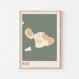 Póster de mapa de Maui, impresión de Maui, póster de Maui, arte de pared de Maui, Hawái, impresión de viaje, póster escandinavo, regalo para la sala de estar, decoración del comedor