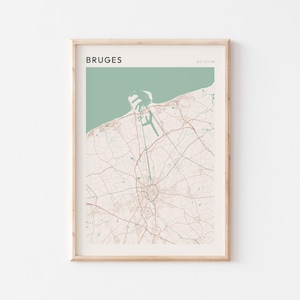 Bruges Map Poster, Bruges Print, Bruges Poster, Bruges Wall Art, Belgium, Travel Gift, Farmhouse Decor