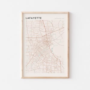 Affiche de carte Lafayette, impression Lafayette, affiche Lafayette, art mural Lafayette, Louisiane, cadeau de voyage, affiche Scandi