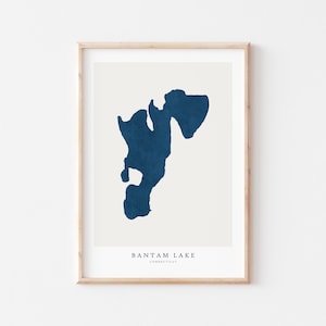 Bantam Lake, stampa Bantam Lake, poster Bantam Lake, arte Bantam Lake, arte murale del lago, stampa mappa del lago, regalo casa sul lago, stampa lago, Connecticut