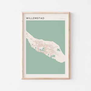 Affiche de carte de Willemstad, impression de Willemstad, affiche de Willemstad, art mural Willemstad, Curaçao, cadeau de voyage, art minimaliste