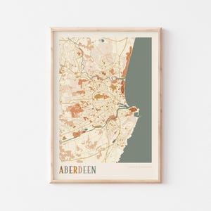 Aberdeen Karte Poster, Aberdeen Druck, Aberdeen Poster, Aberdeen Wandkunst, Vereinigtes Königreich, Reisegeschenk, Boho Poster