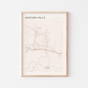 Agoura Hills kaart poster, Agoura Hills print, Agoura Hills poster, Agoura Hills muurkunst, Californië, reiscadeau, minimalistische kunst