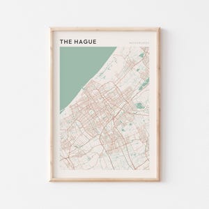 Affiche de carte de La Haye, impression de La Haye, affiche de La Haye, art mural de La Haye, Pays-Bas, cadeau de voyage, affiche Scandi