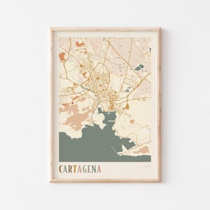 Affiche de carte de Carthagène, impression de Carthagène, affiche de Carthagène, art mural Carthagène, Espagne, cadeau de voyage, impression bohème