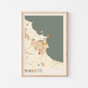 Marquette Map Poster, Marquette Print, Marquette Poster, Marquette Wall Art, Michigan, Travel Gift, Boho Print
