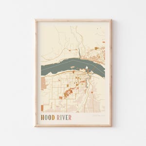 Hood River Karte Poster, Hood River Druck, Hood River Plakat, Hood River Wandkunst, Oregon, Reise Geschenk, Boho Plakat