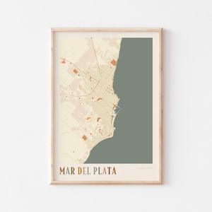 Affiche de carte de Mar Del Plata, impression de Mar Del Plata, affiche de Mar Del Plata, art mural de Mar Del Plata, Argentine, cadeau de voyage, déco bohème