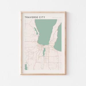 Traverse City Map Poster, Traverse City Print, Traverse City Poster, Traverse City Wall Art, Michigan, Travel Gift, Scandi Print