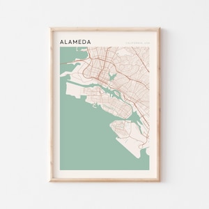Alameda Map Poster, Alameda Print, Alameda Poster, Alameda Wall Art, California, Travel Gift, Minimalist Art