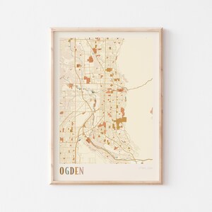 Póster de mapa de Ogden, impresión de Ogden, póster de Ogden, arte de pared de Ogden, Utah, regalo de viaje, decoración bohemia