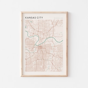 Cartaz do mapa de Kansas City, impressão de Kansas City, pôster de Kansas City, arte de parede de Kansas City, Missouri, presente de viagem, impressão minimalista