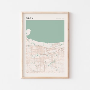 Gary Map Poster, Gary Print, Gary Poster, Gary Wall Art, Indiana, Travel Gift, Farmhouse Decor