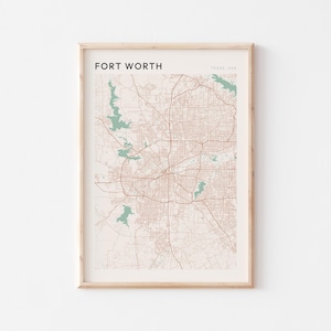 Fort Worth Karte Poster, Fort Worth Druck, Fort Worth Poster, Fort Worth Wandkunst, Texas, Reisegeschenk, minimalistischer Druck