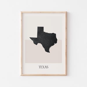 Affiche de carte du Texas, impression du Texas, impression de carte du Texas art mural bohème minimaliste, impression d'art du Texas déco pour la maison ou un cadeau