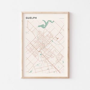 Affiche de la carte de Guelph, art mural Guelph, plan de la ville de Guelph, impression d'art de Guelph, affiche de Guelph, carte de Guelph (Ontario) Canada, Guelph Nautical