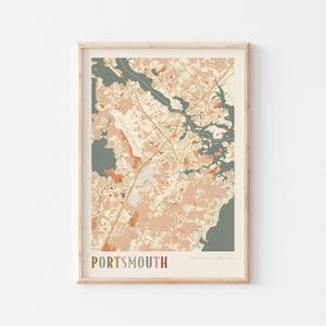 Póster de mapa de Portsmouth, impresión de Portsmouth, póster de Portsmouth, arte de pared de Portsmouth, New Hampshire, regalo de viaje, póster bohemio