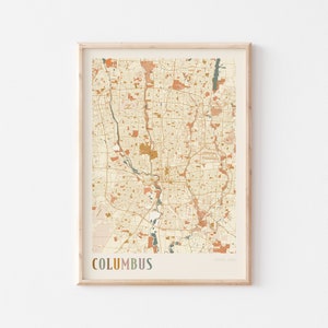 Columbus Map Poster, Columbus Wall Art, Columbus City Map, Columbus Print, Columbus Poster, Columbus Ohio United States, Boho Wall Art