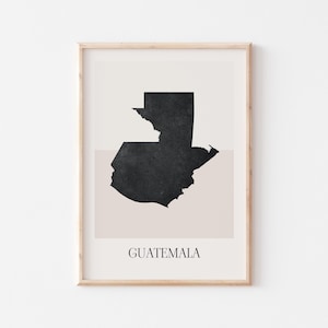 Cartaz do mapa da Guatemala, impressão da Guatemala, impressão do mapa da Guatemala, arte de parede boho minimalista, decoração de impressão de arte da Guatemala para casa ou presente