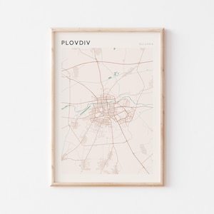 Plovdiv Map Poster, Plovdiv Print, Plovdiv Poster, Plovdiv Wall Art, Bulgaria, Travel Gift, Farmhouse Decor