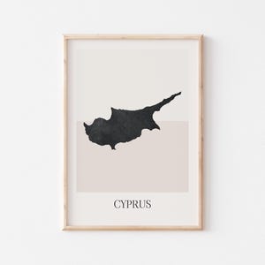Póster de mapa de Chipre, impresión de Chipre, impresión de mapa de Chipre, arte de pared bohemio minimalista, impresión artística de Chipre para decoración del hogar o regalo