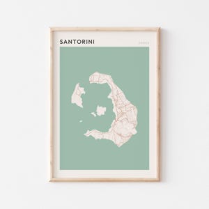 Santorini Karte Poster, Santorini Druck, Santorini Poster, Santorini Wandkunst, Griechenland, Reisegeschenk, minimalistische Kunst