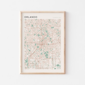 Orlando kaart poster, Orlando print, Orlando poster, Orlando kunst aan de muur, Orlando stadskaart, Florida, reiscadeau, boerderij muur decor