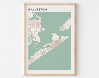 Galveston Map Poster, Galveston Print, Galveston Poster, Galveston Wall Art, Texas, Travel Gift, Minimalist Print