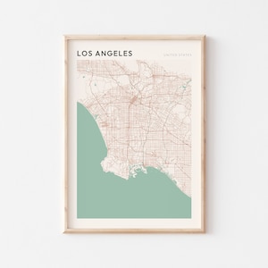 Cartaz do mapa de Los Angeles, Arte de parede de Los Angeles, Mapa da cidade de Los Angeles, Cartaz de Los Angeles, Impressão de Los Angeles, Los Angeles EUA, Mapa da Califórnia