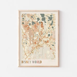 Disney World-kaartposter, Disney World-print, Disney World-poster, Disney World-muurkunst, Disney World-stadskaart, Florida, reiscadeau, boho