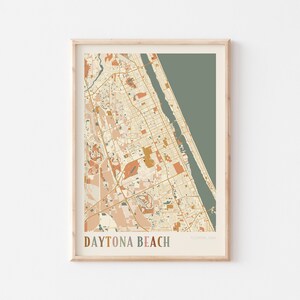 Daytona Beach-kaartposter, Daytona Beach-print, Daytona Beach-poster, Daytona Beach-kunst aan de muur, Daytona Beach-stadskaart, Florida, reiscadeau