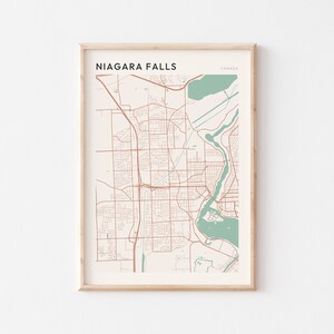 Affiche de carte des chutes du Niagara, art mural des chutes du Niagara, affiche des chutes du Niagara, impression d'art des chutes du Niagara, chutes du Niagara (Ontario) Canada