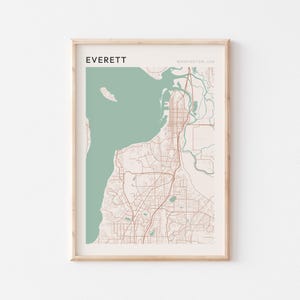 Everett Map Poster, Everett Print, Everett Poster, Everett Wall Art, Washington, Travel Gift, Minimalist Print