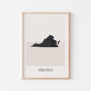 Virginia Map Poster, Virginia Print, Virginia Map Print Minimalist Boho Wall Art, Virginia Art Print Decor For Home or Gift