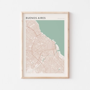 Affiche de carte de Buenos Aires, impression de Buenos Aires, affiche de Buenos Aires, art mural Buenos Aires, Argentine, cadeau de voyage, art minimaliste