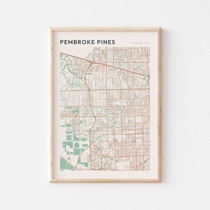 Pembroke Pines kaart poster, Pembroke Pines print, Pembroke Pines poster, Pembroke Pines kunst aan de muur, Florida, reiscadeau, boerderij muur decor