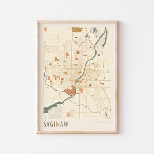Saginaw Map Poster, Saginaw Print, Saginaw Poster, Saginaw Wall Art, Michigan, Travel Gift, Boho Print