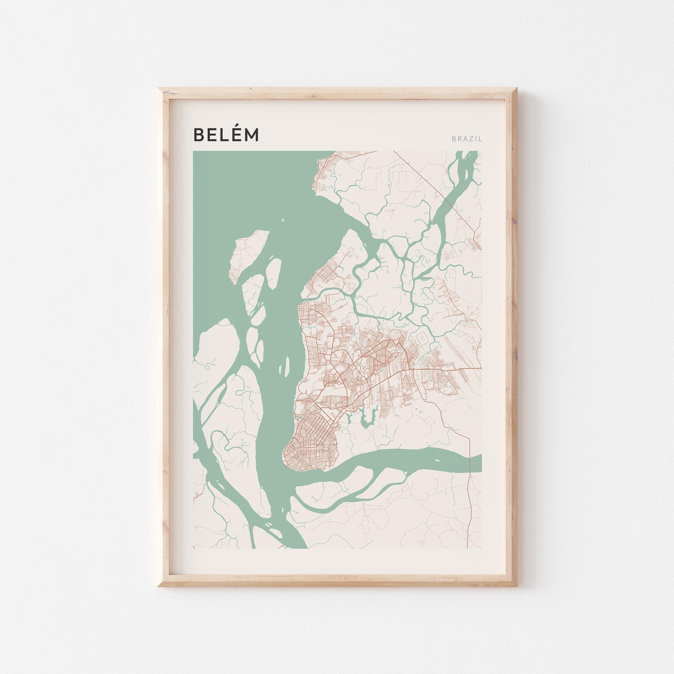 Belem Map Belem Map Poster, Belem Print, Belem Poster, Belem Wall Art, Brazil ...