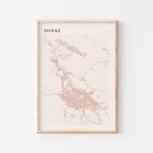 Shiraz Map Poster, Shiraz Print, Shiraz Poster, Shiraz Wall Art, Iran, Travel Gift, Minimalist Print