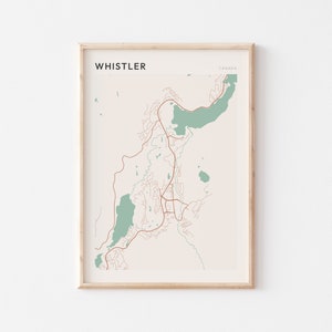 Affiche de la carte de Whistler, affiche de Whistler, impression de Whistler, art mural Whistler, plan des rues de Whistler, impression de carte de Whistler, Whistler Canada